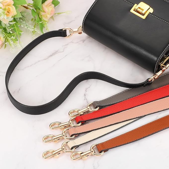 uxcell 25.59 Inch PU Leather Short Bag Strap with Clasp, Purse Handles Handbags Replacement Straps for Clutch Bag Underarm Bags, Tawny, Gold Buckle