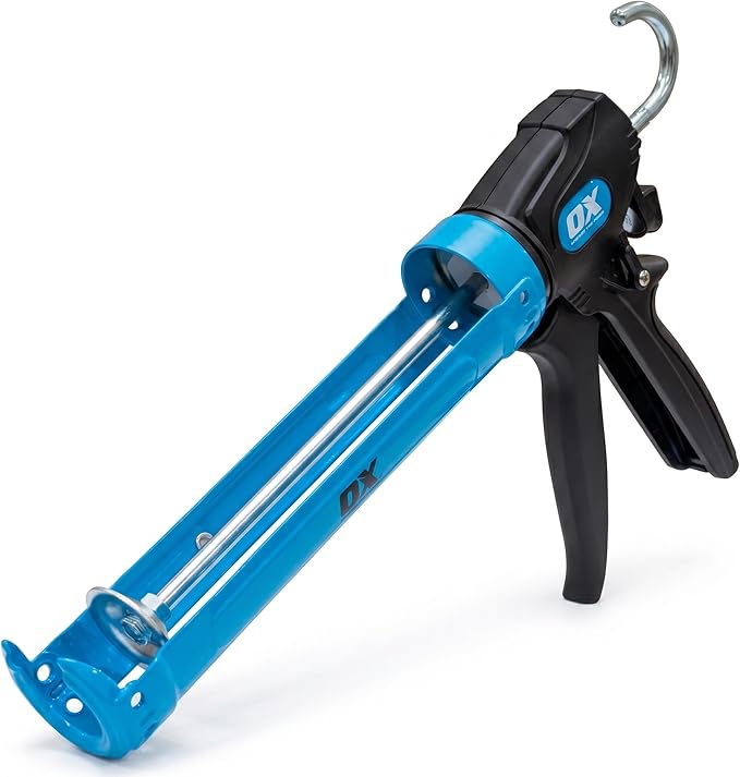 OX Pro Heavy Duty Caulk Gun - 10 oz Manual Caulking Gun with Dual 24:1/12:1 Thrust Ratio - Best Caulk Gun for Sealant & Adhesive - Pistola De Calafateo