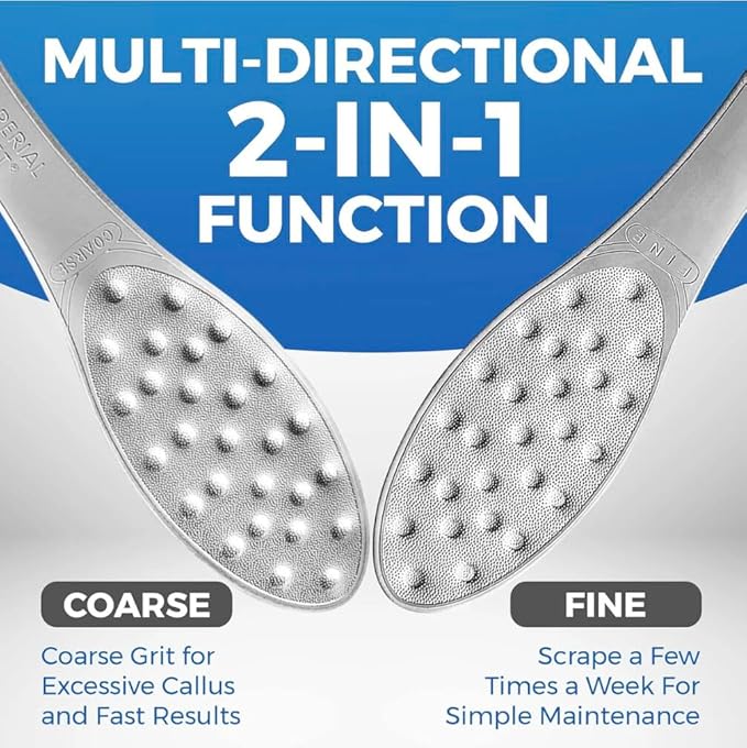 Imperial Feet Callus Remover for Feet Extra Strength Set – Callus Softener Spray + Stainless Steel Foot File, Hard Skin Remover for Dry Cracked Heels, Foot Dead Skin Remover for Pedicure