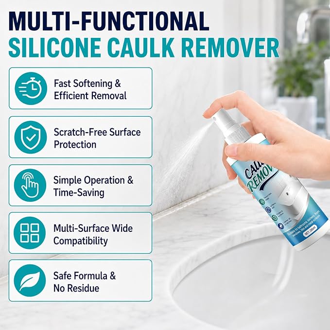 Caulk Remover, Softens Caulk Easily Rapid Decomposition Surface Safe, 6.7Oz | Suitable for Bathroom, Kitchen, Floor, Window and Other Surfaces, it Powerfully Penetrates and Quickly Removes Dirt and Grime