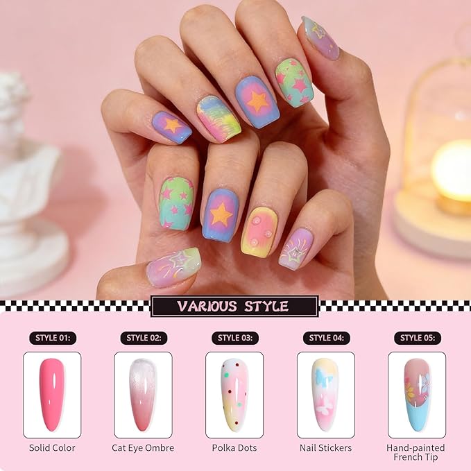 12 Color Patting Nail Gel Polish Kit, Ombre Painting Gel Palette with Brush & Silicone Patting Pen & Nail Art Stickers - UV/LED Curing for Gradient Nails, Beginner Friendly DIY Manicure Set