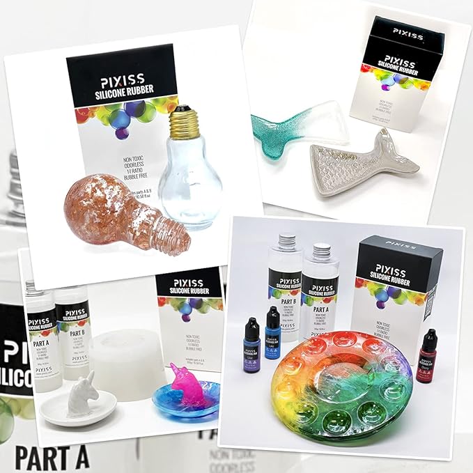 Silicone Mold Making Kit Liquid Silicone Rubber Bubble Free Translucent Clear Mold Making Silicone-Mixing Ratio 1:1-Molding Silicone for Resin Molds, Silicone Molds DIY (4kg/Gallon Kit)
