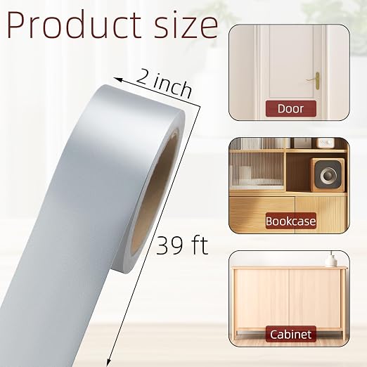 Self-Adhesive Mirror Frame Sticker, 2 Inch X 39 Ft Metal Mirror Trim Peel and Stick Border Tape, Silver Waterproof Wall Border for Home Kitchen, Bathroom, Fireplace, Furniture