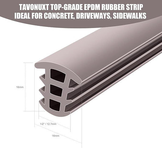Flexible EPDM Rubber Strip (25 ft Long x 1/2 inch Wide) - Concrete Crack Repair & Replacement, Weather & Aging Resistant Expansion Joint Filler for Driveways, Sidewalks
