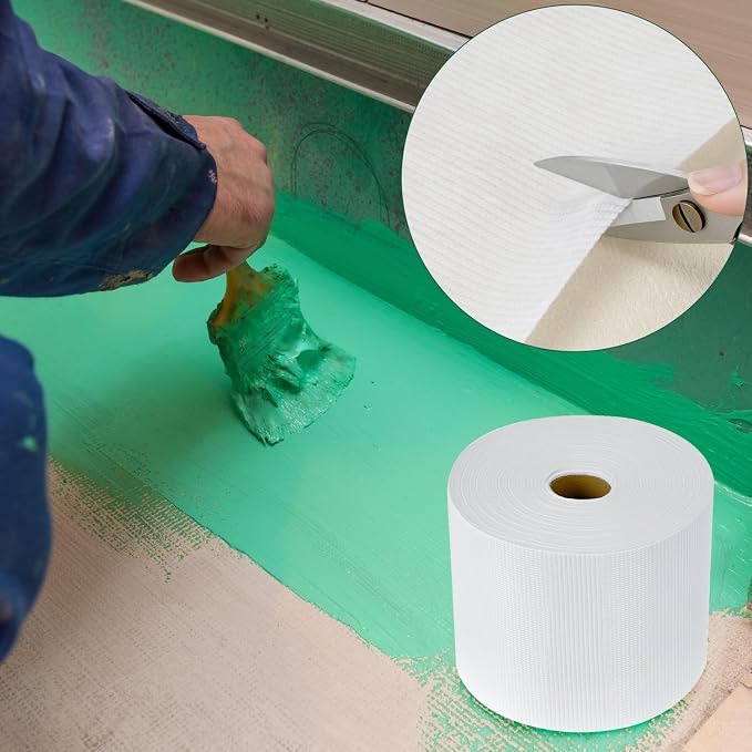 QWORK Waterproofing Membrane Fabric, 6 Inches x 328 Feet Anti-Fracture Liquid Waterproof Membranes Fiberglass Tape for Shower Wall,Leak,Seam