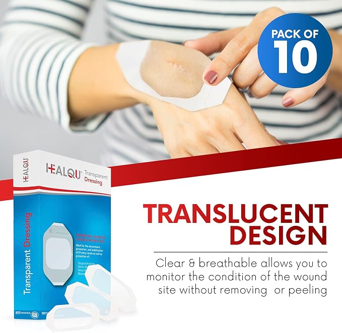 Transparent Film Dressing - 2.3" x 2.7" (20 Pack) - Waterproof Adhesive Wound Bandages for Post-Surgical Shower, IV Shield, Tattoo Aftercare, Clear Breathable Dressing Patches by HEALQU
