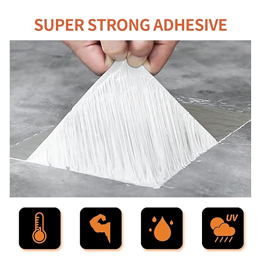 TAPEBEAR Butyl Tape Waterproof Sealing Tape Aluminum Foil Tape, for RV Repair, Window, Silicone, Glass & EDPM Roof Leak Patching, Boat and Pipe Sealing, Silver, 2inch x16feet