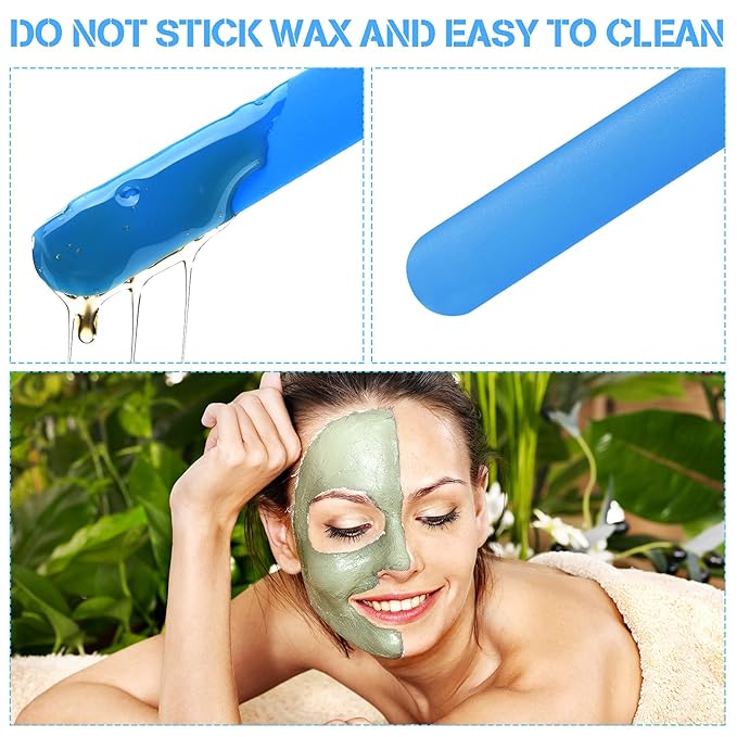 Mudder 3 Pcs Non-stick Wax Spatulas Silicone Waxing Applicator Hair Removal Sticks Applicator Spatula Reusable Hard Wax Scraper for Home Salon Body Use(Blue)