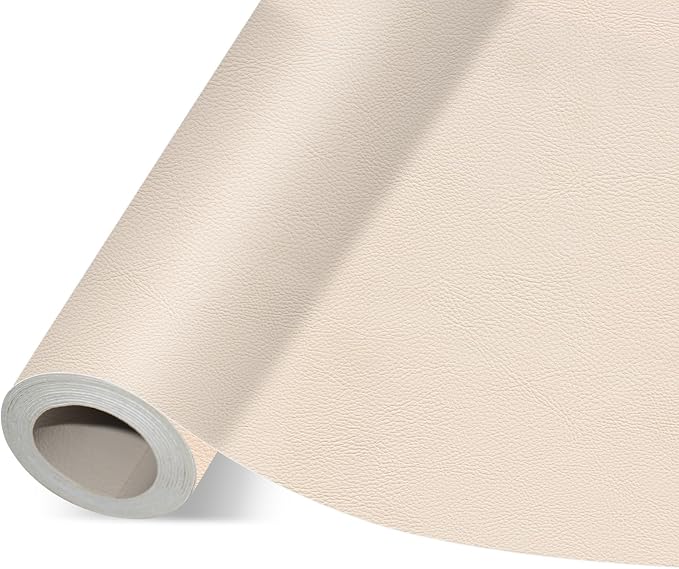 Self Adhesive Leather Repair Patch, Leather Patches for Furniture, Leather Repair Tape for Couch Sofa Car Seat Chair Furniture Repair, Leather Repair Kit (Beige-Litchi Grain, 34X79 Inch)