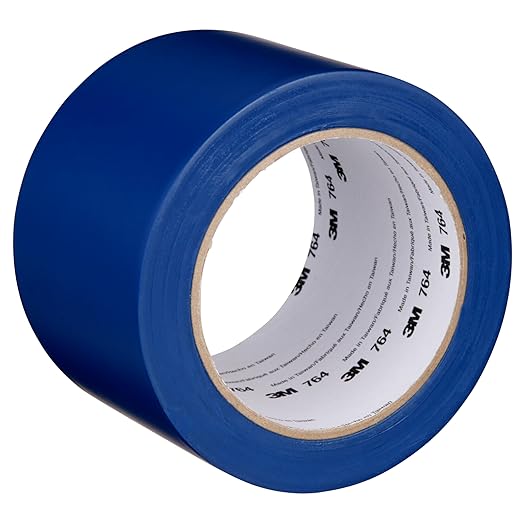 3M Vinyl Tape 764, General Purpose, 3 in x 36 yd, Blue, 1 Roll, Light Traffic Floor Marking Tape, for Social Distancing, Color Coding, Safety, Bundling