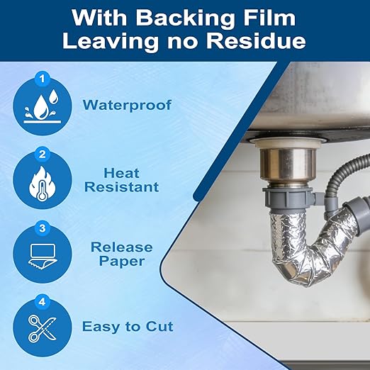 4Inch × 82FT Aluminum Foil Fiber Tape, for Duct Work, HVAC Fiberglass Heat Shield Tape, Greenhouse Sealing Tape, Heavy Duty Waterproof Silver Aluminum Foil Fiber Seal Tape