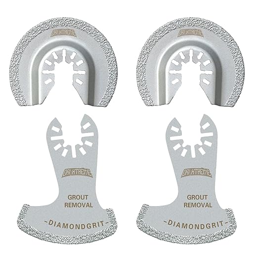 Diamond Oscillating Tool Blade Set, Multi Tool Mortar Cutting Saw Blades Precise for Grout Removal, 4-Pack