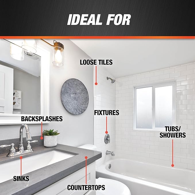 Kwik Seal Ultra Advanced Kitchen and Bath Siliconized Sealant, White, 10.1 Oz (7079818897)