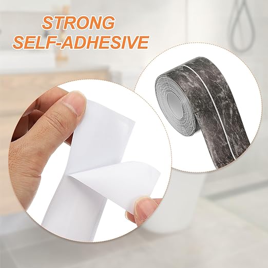 PATIKIL Caulk Tape Waterproof Self Adhesive, PVC Toilet Caulking Sealant Strip Bathtub Caulk Sealing Strip Tape for Bathroom Kitchen Countertop, Ink Painting (1.5 Inch x 10.5 Ft)