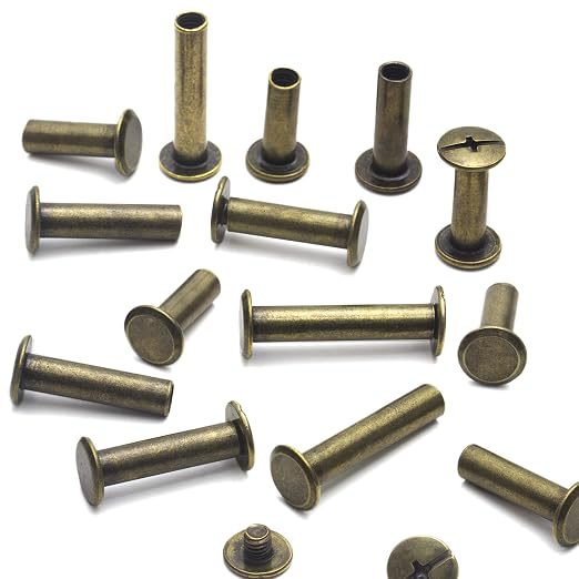 YORANYO 70Sets Chicago Screws Leather Rivets Assorted Screw Rivets Chicago Binding Screws for Decorate and Repair Leather Craft Belt Bag Shoes Purse Bookbinding (Bronze, M5*15,18,20,25)