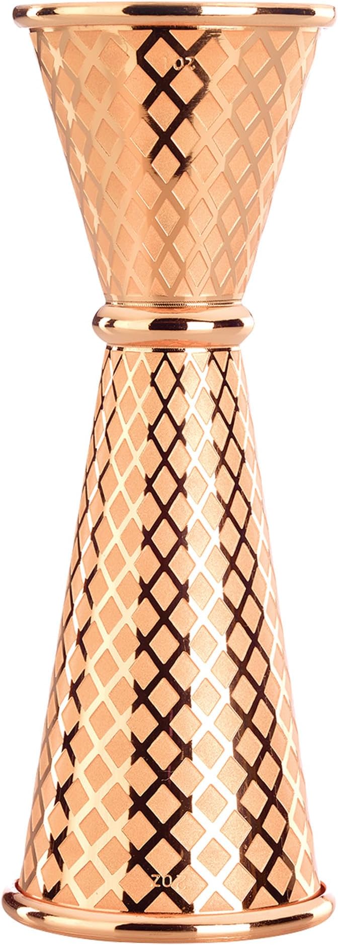 Barfly 1 x 2 oz. Diamond Lattice Etch Japanese Style Jigger, Copper Plated