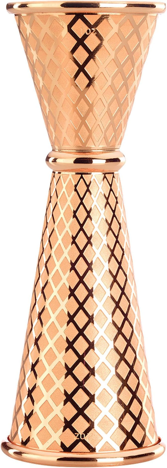 Barfly 1 x 2 oz. Diamond Lattice Etch Japanese Style Jigger, Copper Plated