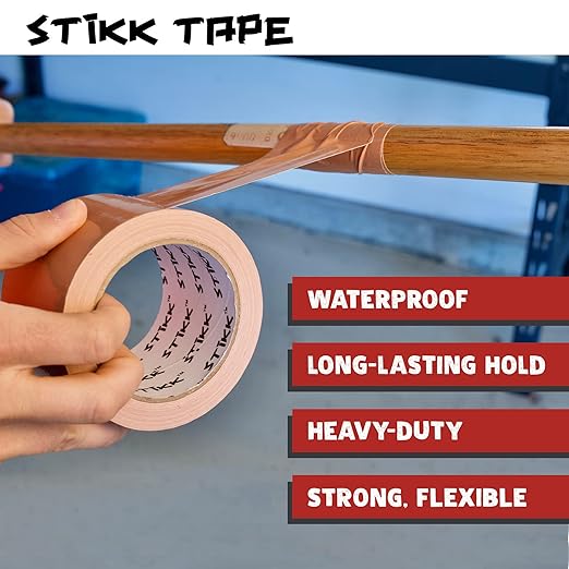 STIKK Duct Tape - Red Duck Tape - 3 inch x 25 Yards - Heavy Duty Tape for Repairs, Household Projects - for Commercial HVAC and Construction - Effective Heavy Duty Waterproof Duct Tape