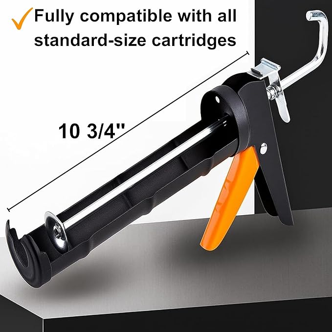 ADAK - Professional Caulking Gun, 10:1 Thrust Ratio, Caulking Gun No Drip, Hand Tool for Silicone & Sealant Application, Smooth Pressure Caulk Gun, Caulking Gun Tool