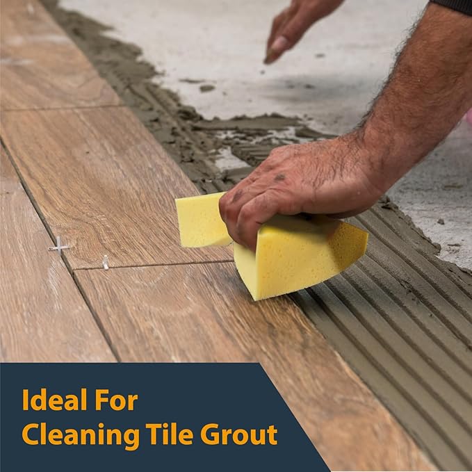 POWERTEC Large Square Grout Sponge – Professional Tile Grout Removal Cleaning Sponge – Heavy-Duty Absorbent Sponge, Multi-Purpose Cleaning Tool for Floors, Kitchen, and Bathroom – 16PK (72106-P4)