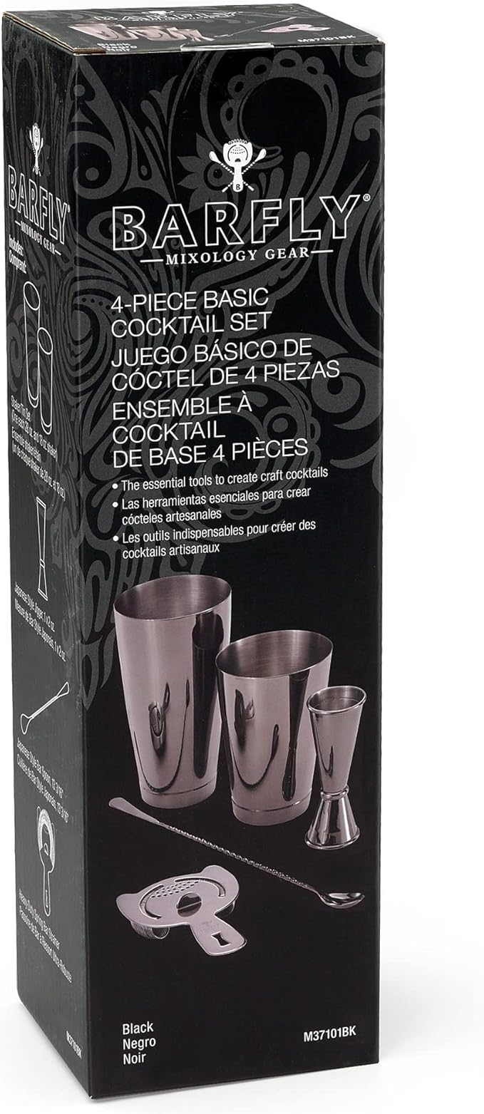 Barfly M37101BK Basics Cocktail Set, 5-Piece, Gun Metal Black
