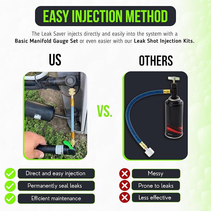 Leak Saver Direct Inject Ultimate 6-Pack | 3-in-1 AC Refrigerant Leak Sealer | with UV Dye & Moisture Remover | for Most HVAC Systems Up to 5 Tons - Professional AC Leak Sealer - AC Stop Leak