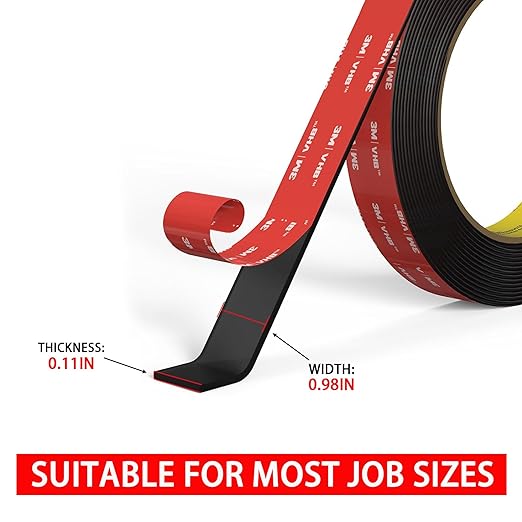 3M Double Sided Acrylic Foam Tape 1 Inch Heavy Duty Mounting Tape Waterproof Weather Resistant for Deck Fence Repair Treated Lumber Indoor Outdoor Use