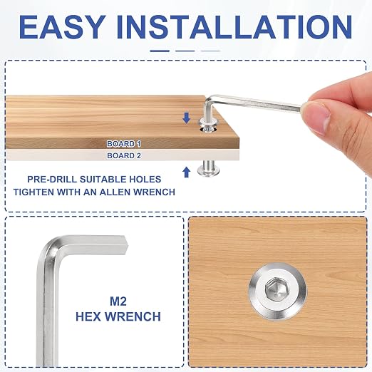 PATIKIL M8x8mm Hex Chicago Screws 10x45mm, 5Pcs 304 Stainless Steel Metric Hex Drive Socket Cap Binding Post Screw Posts for Scrapbook Leather Belt Album Furniture Repair, Silver