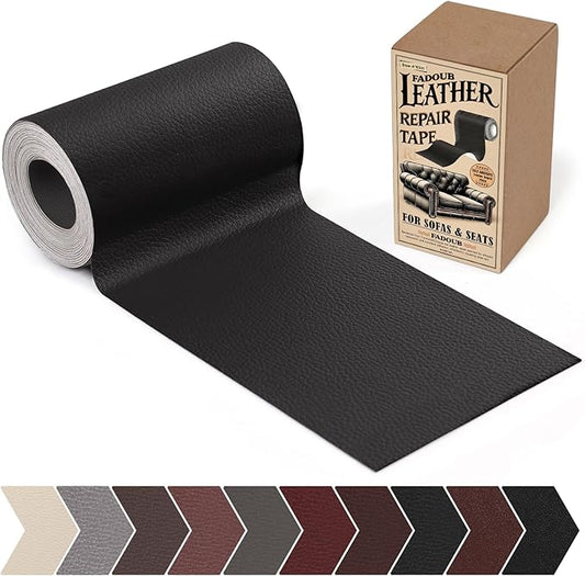 Fadoub Leather Repair Patch, 4 x 63In Self Adhesive Leather Repair Tape for Furniture, Vinyl Repair Tape for Repairing Vinyl, Couch, Sofa, Car Seats, Car Interior (Black)