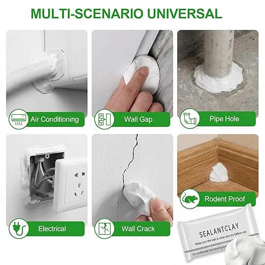 Upgraded Waterproof Sealant Mastic 8-Pack, Fast Drying Moldable Sealing Clay, Quick Repair Putty for Drain Pipe Connection, Wall Holes Gaps & Air Conditioning Hole Sealing
