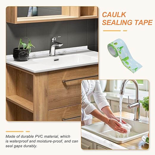 PATIKIL Caulk Tape Waterproof Self Adhesive, PVC Toilet Caulking Sealant Strip Bathtub Caulk Sealing Strip Tape for Bathroom Kitchen Countertop, Forest (1.5 Inch x 5 Ft)