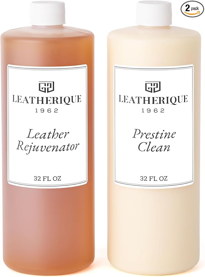 Leatherique Leather Care & Preservation Set - 32 oz | Leatherique Rejuvenator Oil & Prestine Clean 2-Step System | Softens, Conditions & Preserves Leather | Perfect for Cars, Furniture, Saddles & More