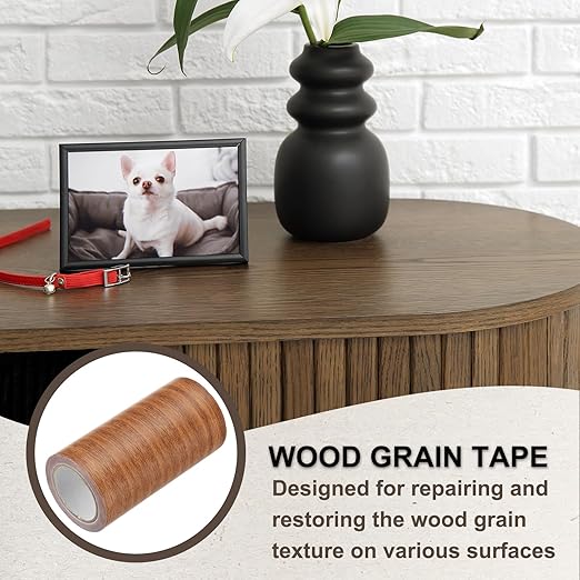 PATIKIL Wood Grain Tape 4" x 15 Ft, Self-Adhesive Wood Texture Repair Tape Realistic Wooden Effect Patch for Furniture Cabinets Floor Walls,Orange Oak