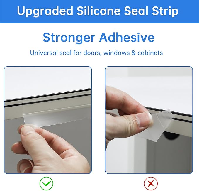 25mm Transparent Silicone Weather Stripping, 5M/16.4FT Upgraded Strong Adhesive Door Seal Strip for Doors, Windows & Shower Glass Gaps, Waterproof & Soundproof Red Backing Tape (Red, 25MM)
