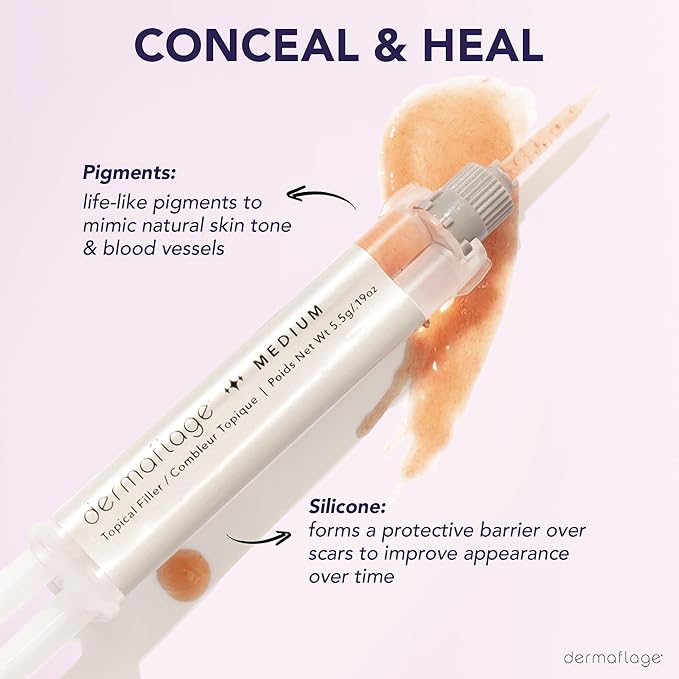 Dermaflage Scar Filler Kit - Medium - Deep Scar Cover and Waterproof Concealer for Acne Scars Wrinkles, and Ice Pick Scars Makeup, 1 mo supply