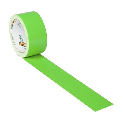 Duck Brand 1265018 Color Duct Tape Neon Lime Green, 1.88 Inches x 15 Yards, Ro, Single Roll (Pack of 2)