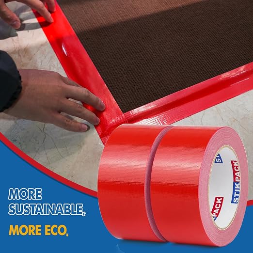 2 Rolls Red Duct Tape, Heavy Duty Strong Industrial Colored Duct Tape 9mil x 2inch x 25yds Flexible, No Residue, Waterproof and Tear by Hand, Multi-Use for Indoor & Outdoor Repairs