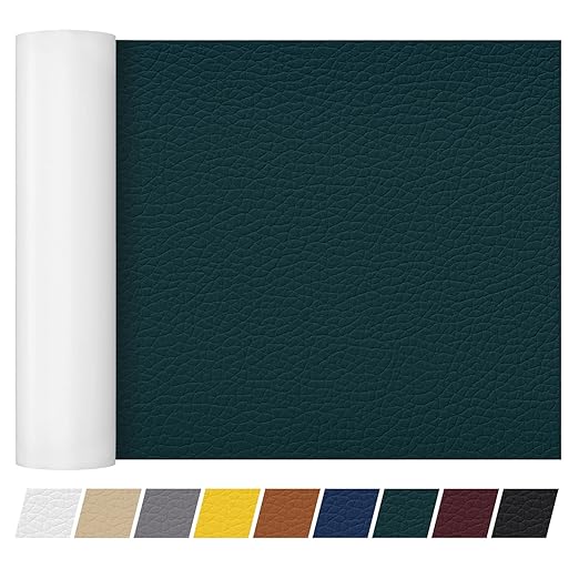 Leather Repair Patch Tape 16×55 inch Furniture Leather Strong Self Adhesive Tape for Sofas Couch Car Seats Cabinets Bags Anti Scratch Patches First Aid Patch Fixing Leather Dark Green