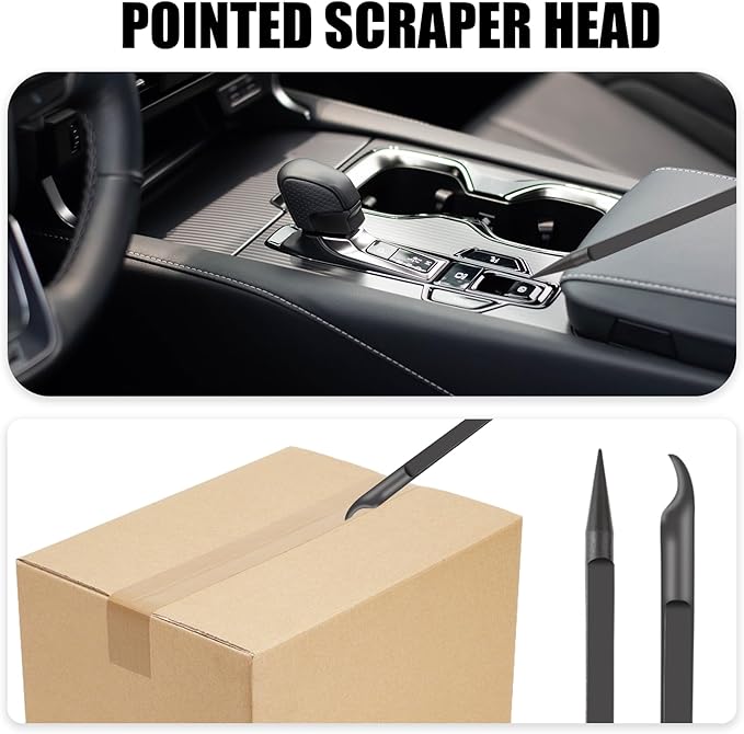 14 Pcs Plastic Crevice Cleaning Tool Car Detailing Spatula Set Black Scraper Tool Non-scratch Small Putty Knife Anti-static Tweezers for Tight Spaces