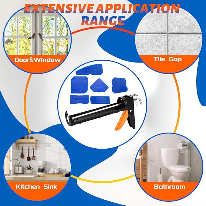 2 Pcs Professional Caulk Gun Kit with Caulk Remover Tool and Putty Knife Caulking Sealant Finishing Tool Set for Caulking Removal Shower Bathroom Sealant Tools Grout Scraper for Kitchen