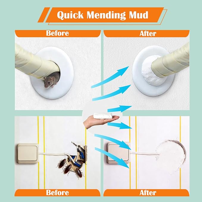 Sealant Clay - Air Conditioning Hole Sealer, Sealing Mastic Quick Mending Mud Wind Blocking, Good Plasticity, Waterproof Sealant Putty for Plumbing, Electrical, and HVAC Applications (8 Pack)