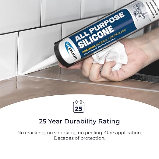 Bond It All Purpose Silicone, Premium General Use Acetoxy Sealant, Waterproof Flexible Silicone for Bathroom, Kitchen, Windows, Doors, Showers, Indoor, Outdoor Sealing, 10 oz, Beige