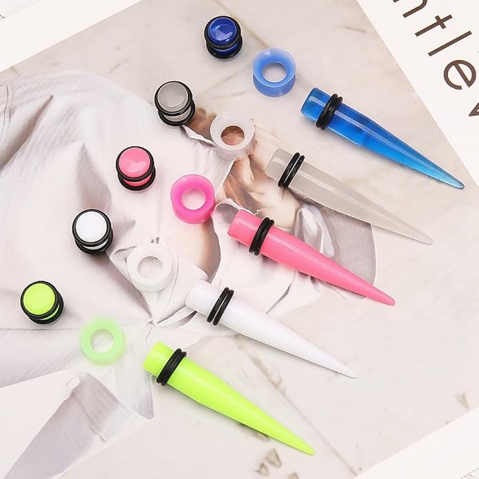 JieyueJewelry 50/54 Pieces Ear Stretching Kit 14G-00G Acrylic Tapers and Plugs + Silicone Tunnels - Ear Gauges Expander Set Body Piercing Jewelry