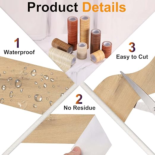PATIKIL Wood Grain Tape 4.7" x 32 ft, Self-Adhesive Wood Texture Repair Tape Realistic Wooden Effect Patch for Furniture Cabinets Floor Walls, Birch