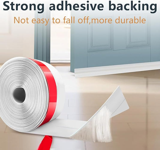 【2026 New Upgrade】 Wide Silicone Weather Stripping Door Seal with Strong Adhesive 3" x 17 ft, Draft Stopper Tape for Door Frame, Side and Bottom Gaps Strip for Glass Shower, Black