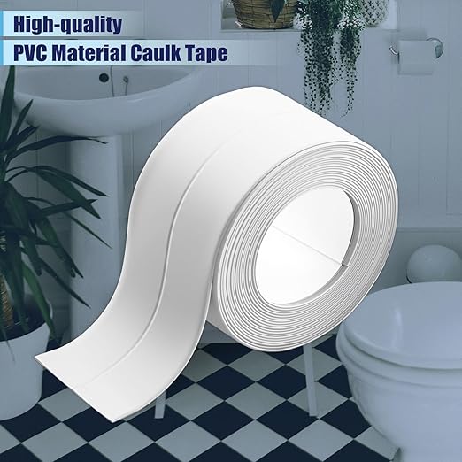 Waterproof Seal Caulk Strip Tape Self Adhesive for Sink Toilet Bathroom Wall Edge Bathtub Oil-Proof Caulking Sealing Tape 1.5" x 10.5' (W*L) 3Pcs White