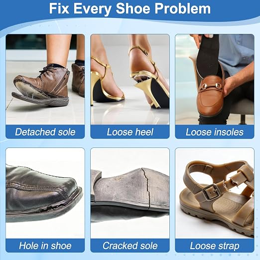 Shoe Glue Soles Repair| 4 Tube 30 ML Clear Shoe Repair Glue Heavy Duty Adhesive with Tool, Dry Within 24 Hrs, High Strength| Waterproof Shoe Sole Glue Repair for Boot, Sneaker, Heel, Leather, Sneaker