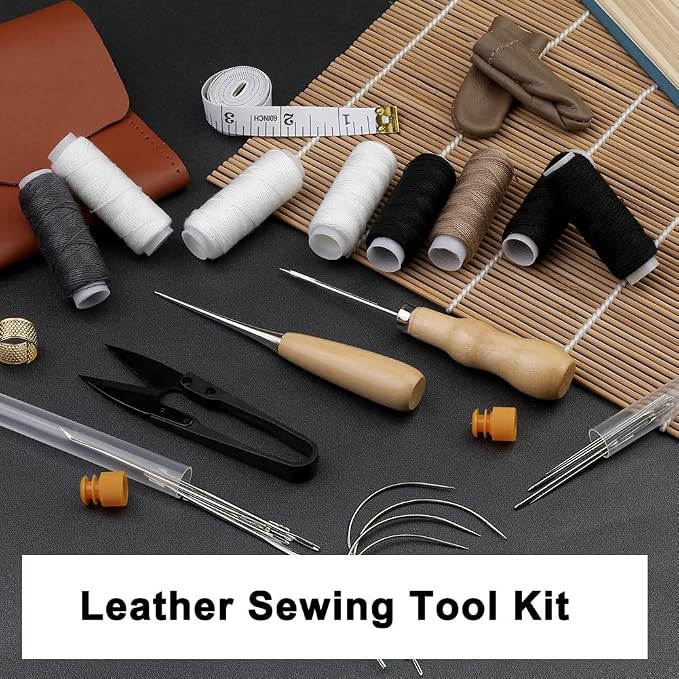 MORFEN Sewing Kit for Adults, 38 Pcs Heavy Duty Sewing Kit, Needle and Thread Kit with Hand Sewing Needles 8 Upholstery Thread, Upholstery Repair Kit for Carpet Canvas DIY Sewing Repair