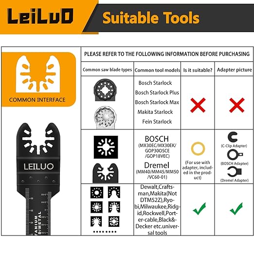 LEILUO 156 Pcs Multitool Blade Kits Oscillating Tool Cutting Sanding and Scraping Accessories with Storage Bag Oscillating Saw Blades Compatible with DeWalt Makita Dremel and More