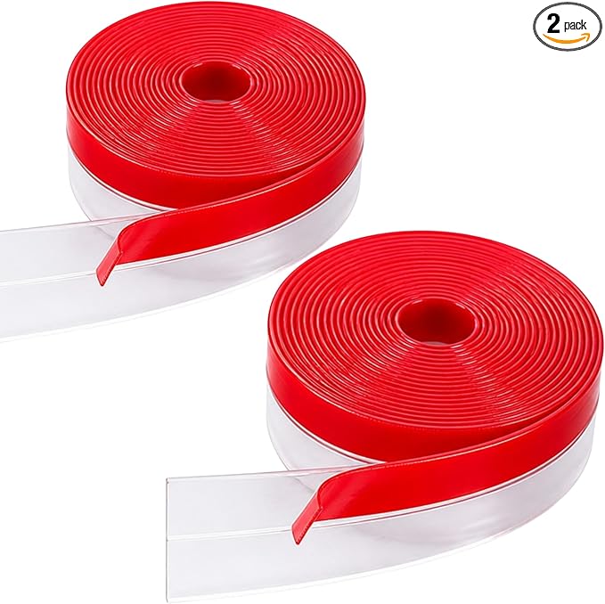 Clear Weather Stripping Tape - Door Draft Stopper Under Door Seal Strip | Window Insulation Silicone Adhesive Tape, Heavy Duty Bottom Stripping, 10M (33Ft) Total, 2-Pack